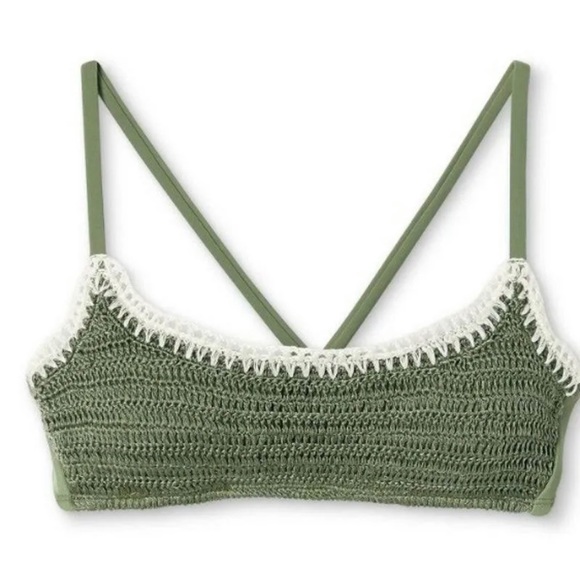 Xhilaration Crochet Bralette Bikini Top Sage Green - Picture 5 of 6